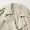 Women's Casual Lightweight Jacket Long Sleeve Lapel Lace Up Trench Coat Solid Color Trendy Outerwear