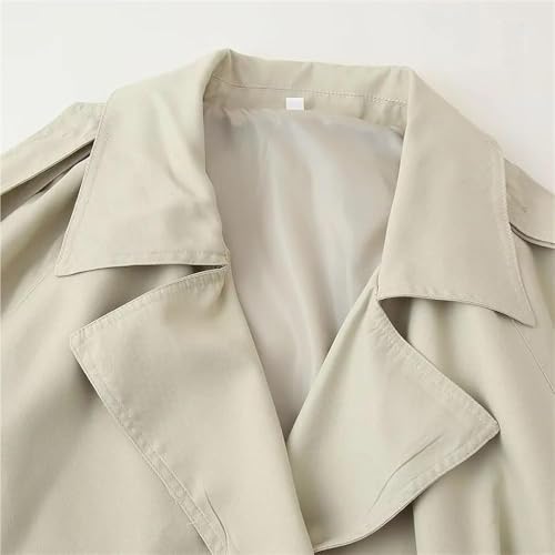 Women's Casual Lightweight Jacket Long Sleeve Lapel Lace Up Trench Coat Solid Color Trendy Outerwear