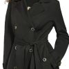 womens Long Flared Belted Trench Coat