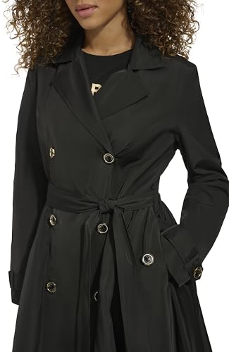 womens Long Flared Belted Trench Coat