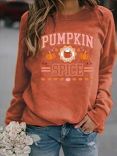 Pumpkin Spice Shirt for Women Thanksgiving Sweatshirt Pumpkin Graphic Hello Fall Pullovers Fall Season Top