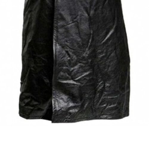 Men's Faux Leather Long Trench Coat Full Length Windproof Overcoat Fashion Vintage Open Front Cardigan Jacket