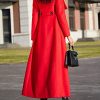 Women's Winter Red Charming Thick Wool Jacket Outwear Long Trench Coat Woolen Coat