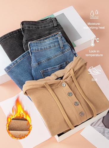 Hoodies for Women Long Sleeve Drawstring Button V Neck Fleece Casual Lightweight Pullover Sweatshirt Hooded Tops