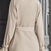 Women's Solid Double Breasted Long Trench Coat Raglan Sleeve Belted Lapel Overcoat