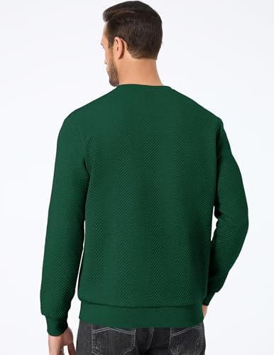 Mens Crewneck Sweatshirt Casual Long Sleeve Texture Pullover Shirt for Men
