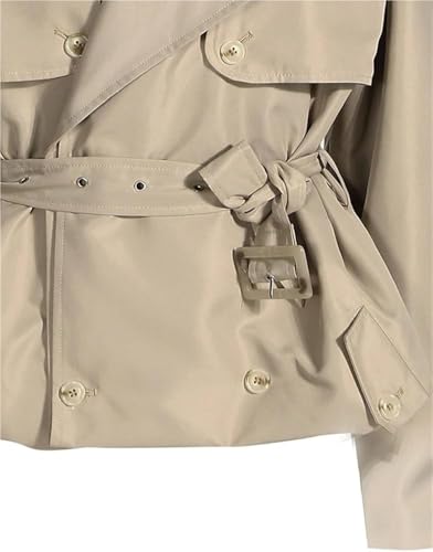 Women's Trench Coat Lapel Long Sleeve Lace Up Button Front Jacket Solid Color Fashion Chic Outerwear