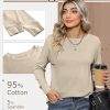 2 Pack Women's Casual Sweatshirts, Long Sleeve Cotton Shirts Loose Fit Lightweight Crew Neck Basic Tops Pullover