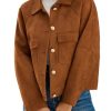 Womens Faux Suede Leather Jackets Cropped Casual Lapel Collar Button Down Oversized Fall Vintage Shackets