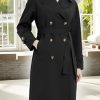 Women Trench Coats Loose Fit, Double Breasted Spring Fall Water Resistant Thin Long Jacket Belted Overcoat