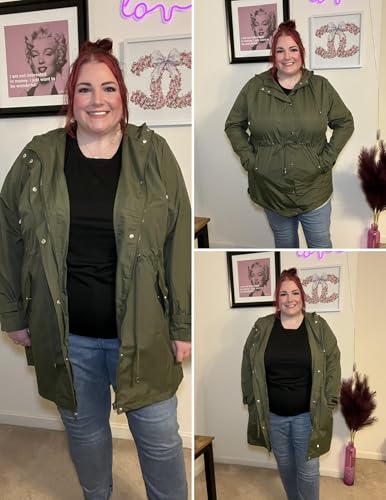 Plus Size Rain Jackets For Women Waterproof Rain Coats with Hood Lightweight Windbreaker Outdoor Trench Coat