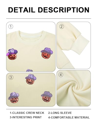 Halloween Sweatshirts for Women Sequin Ghost Pumpkin Sweatshirt Funny Spooky Season Shirt Sparkle Fall Pullover Tops