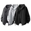 Mens Solid Color Zip Up Hooded Jacket Unisex Oversized Sports Windbreaker Coat