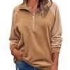 Women's Sweatshrits Quarter Zip Pullover Fleece Sweatshirt Casual Cable Knit Sleeve Hoodies Fashion Outfits Clothes