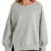 Womens Oversized Reverse Seam Sweatshirt Casual Long Sleeve Pullover Tops Lightweight Loose Crewneck Sweatshirts
