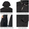 Lorie Womens Rain Jacket Removable Hood Long Rain Coat Trench Coat Windbreaker