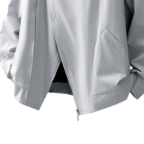 Mens Solid Color Zip Up Hooded Jacket Unisex Oversized Sports Windbreaker Coat