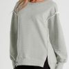 Womens Oversized Reverse Seam Sweatshirt Casual Long Sleeve Pullover Tops Lightweight Loose Crewneck Sweatshirts