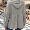 Womens Oversized Hoodies Sweatshirts Casual Lantern Long Sleeve Drawstring Peplum Hem Loose Hooded Pullover Tops