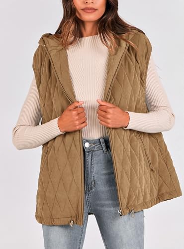 Women's 2025 Fall Spring Vest Casual Sleeveless Hooded Zip Up Jacket Trendy Winter Coat Outerwear