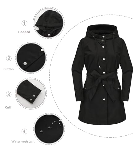 Women's Lightweight Anorak Utility Jacket Button Down Spring Waterproof Coat Fall Casual Hoodies