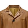 Men's Leather Trench Coat Full Length Vintage Faux Leather Long Overcoat Fall Winter Windproof Jacket Cardigan