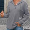 Hoodies for Women Long Sleeve Drawstring Button V Neck Fleece Casual Lightweight Pullover Sweatshirt Hooded Tops
