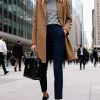 Women's Wool Coat Mid-Length Notch Lapel Single Breasted Trench Pea Coats Casual Outerwear
