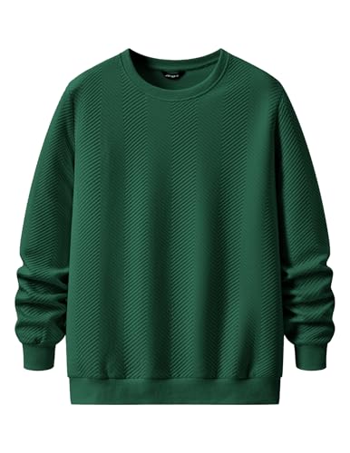 Mens Crewneck Sweatshirt Casual Long Sleeve Texture Pullover Shirt for Men