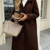 Womens Long Single Breasted Coats Lapel Collar Peacoat Fall Winter Casual Trench Coat Jacket Outwear