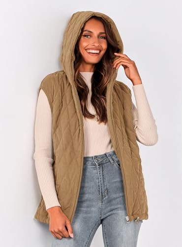 Women's 2025 Fall Spring Vest Casual Sleeveless Hooded Zip Up Jacket Trendy Winter Coat Outerwear