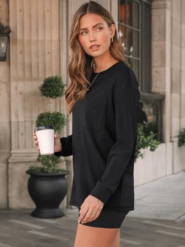 Womens Long Sleeve Tops Loose Fit Fall Cute Thick T Shirts Winter Cruise Outfits Trendy Clothes