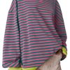 Women Oversized Striped Crewneck Sweatshirt Long Sleeve Color Block Pullover Tops Casual Loose Workout Shirt