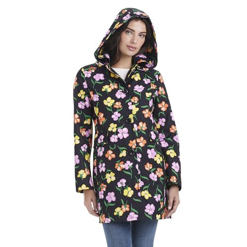 Hooded A-Line Raincoat with Removable Hood
