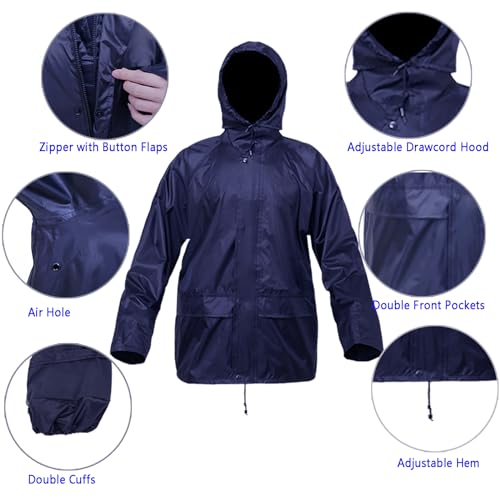 Rain Suit Jacket/Trouser for Men Women Waterproof Lightweight Rain Gear for Outdoor Farm Fishing Motorcycle
