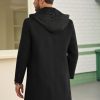 Mens Trench Coat Single Breasted Mid-Long Pea Coat Classic Winter Business Jacket with Detachable Hood