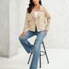 Cropped Trench Coat for Women Double Breasted Long Sleeve Work Office Business Casual Fall Short Jackets