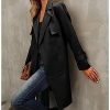 Women's Double Breasted Midi Trench Coat Flowy Light Weight Classic Belted Lapel Slim Windproof Overcoat