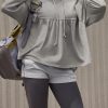 Womens Oversized Hoodies Sweatshirts Casual Lantern Long Sleeve Drawstring Peplum Hem Loose Hooded Pullover Tops