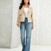 Cropped Trench Coat for Women Double Breasted Long Sleeve Work Office Business Casual Fall Short Jackets