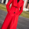 Women's Winter Red Charming Thick Wool Jacket Outwear Long Trench Coat Woolen Coat