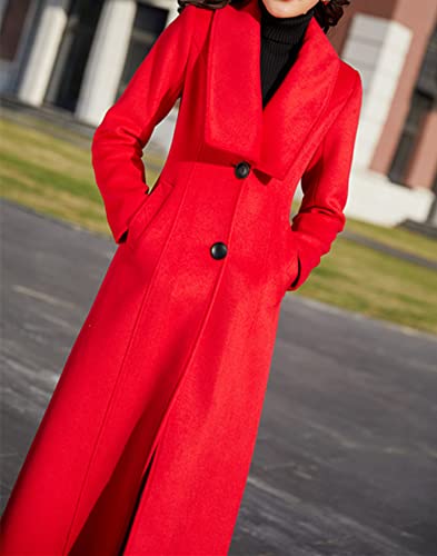 Women's Winter Red Charming Thick Wool Jacket Outwear Long Trench Coat Woolen Coat