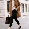 Women's Wool Coat Mid-Length Notch Lapel Single Breasted Trench Pea Coats Casual Outerwear