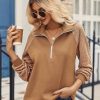 Women's Sweatshrits Quarter Zip Pullover Fleece Sweatshirt Casual Cable Knit Sleeve Hoodies Fashion Outfits Clothes