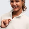 Smoofit Modal Soft Women's Half-Zip Pullover Mock Neck Long Sleeve Sweatshirts with Side Slits