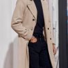 Men's Notch Lapel Double Breasted Long Trench Coat Casual Cotton Blend Peacoat