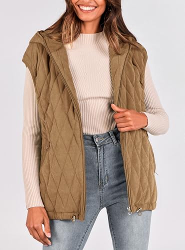 Women's 2025 Fall Spring Vest Casual Sleeveless Hooded Zip Up Jacket Trendy Winter Coat Outerwear