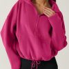 Women Half Zip Fleece Sweatshirt Mock Neck Long Sleeve Winter Cozy Sherpa Pullover Sweater Tops