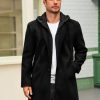 Mens Trench Coat Single Breasted Mid-Long Pea Coat Classic Winter Business Jacket with Detachable Hood