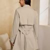 Trench Coat Women Mid Length Classic Double Breasted Lapel Business Casual Fall Jacket Coats Outerwear with Belt